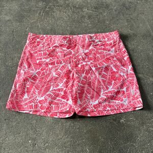 Ibiza Ocean Club Swim Shorts Size 38 Pink Hawaiian Floral Board Beach Aloha 5"